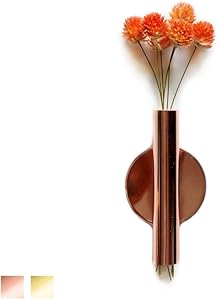 Wall-Mounted Flower Tube for Flower Display, Wall Metal Vase Decoration Holder(Adhesive Material Included) (Rose Gold)
