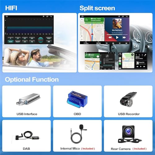 CAMECHO 2+64G 9 Inch Android 13 Car Radio for Suzuki Splash Ritz Opel Agila 2004-2014 with GPS WIFI FM, Wireless Carplay HD Radio with Bluetooth Android Car RDS with Rear Camera