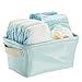 mDesign Baby Nursery Organizer Storage Bin for Towels, Books, Diapers, Wipes - Vegan Patent Leather, Mint/Gold