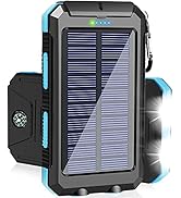Solar Charger 20000mAh Portable Solar Power Bank Waterproof Camping Solar Phone Charger External ...