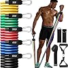 CLEEBORG Resistance Bands Set, Pull Rope Set Exercise Bands Set Men Home Workouts with Fitness Tubes, Foam Handles, Resistance Bands Exercise Elastic Pull Ropes for Indoor Strength Training(150LB)