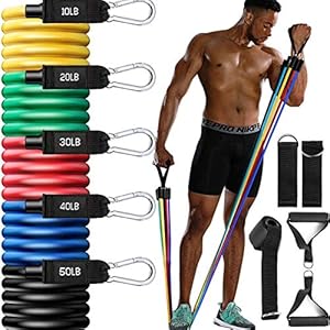CLEEBORG-Resistance-Bands-Set-Pull-Rope-Set-Exercise-Bands-Set-Men-Home-Workouts-with-Fitness-Tubes-Foam-Handles-Resistance-Bands-Exercise-Elastic-Pull-Ropes-for-Indoor-Strength-Training150LB CLEEBORG Resistance Bands Set, Pull Rope Set Exercise Bands Set Men Home Workouts with Fitness Tubes, Foam Handles, Resistance Bands Exercise Elastic Pull Ropes for Indoor Strength Training(150LB)