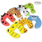 CUGBO Cartoon Safety Door Stopper 7 Pack Finger Pinch Guard Colorful Animal Foam Door Stop Cushion for Baby/Kids Safe