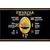 ShopHaven Celebrate Kwanzaa Poster with Seven Principles, 18"x 12" Kwanzaa Wall Decoration, Kwanzaa Wall Canvas, Kinara Art Print, Kwanzaa Decor, Kwanzaa Wall Art