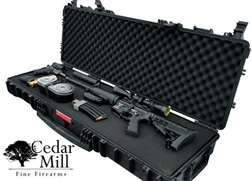 Tactical Double Rifle Case AR-15 Pick and Pluck Waterproof Hard Airsoft Gun Shotgun All-Weather Tactical Shooting Range Bag Heavy-Duty Handle Wheels Accessories Gear TSA Approved Black - Thumbnail 7