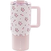 HydroJug Coffee Traveler 20 oz - Leak-Resistant, Ceramic-Lined Insulated Travel Coffee Mug for Hot or Cold Drinks with Flip Lid & Handle, Dishwasher Safe Coffee Tumbler, Wildrose