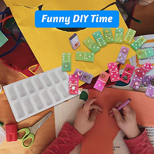 LOKiVE Silicone Resin Molds Domino, 2PCS Domino Double Six Epoxy Resin Molds, Silicone Domino Game Molds for DIY Silicone Molds for Personlized Dominoes, Painting Brushes & 20 Latex Finger Cots