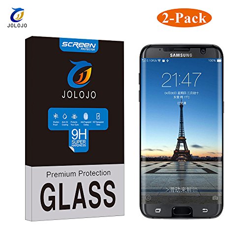 JOLOJO Screen Protector for Galaxy S7 Edge [2 Pck] 3D Curved Edge Ultra Clear 9H Hardness [Case Friendly] Tempered Glass Screen Protector for Galaxy S7 Edge - Translucent
