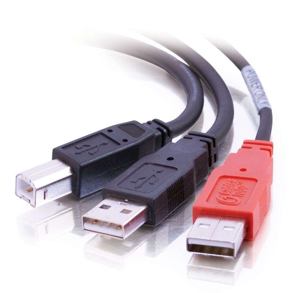 C2G 81578 2M USB-B Male to 2 x USB-A Male Y Cable, USB 2.0 ideal for powering Hard Drives, Black