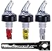 Automatic Measure Liquor Pourers, 1 Ounce, 1.5 Ounce, 2 Ounce with Black Collar and 1 PNW Pocket Corkscrew, 3 Pack, Clear