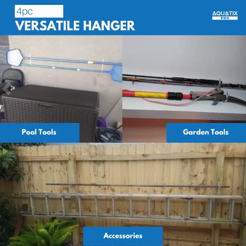 Aquatix Pro Pool Pole Hanger Premium 4pc Aluminium Holder Set, Ideal