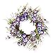 Purple Morning Glory And Berries 20 Inch Round Twig Wreath, Purple