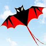 Agirlgle Kite Kit For Kids Men with 100m line - Easy to Assemble, Launch Toys For Outdoor Games ，Activities and Memorable Summer Fun - 55 Inches Giant Ranbow Nylon Fish Kite Batman set Perfect for Bea