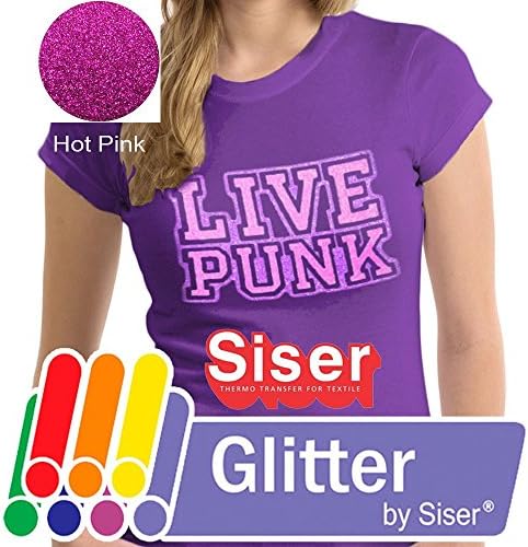SiserGlitter Heat Transfer Vinyl 20 Inch x 12 Inch Sheet (Hot Pink)