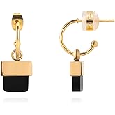 Milan Chiva 14K 18K Gold Plated Dangle Hoop Huggie Abalone Shell Earrings Lightweight Statement Teardrop Dainty Leverback Earrings for Women Trendy