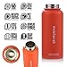 SUCFORST Water Bottle +2 Extra Lids- Vacuum Insulated Stainless Steel Wide Mouth Travel Mug - Powder Coated Double-Walled Flask, 32 oz (Autumn Orange)