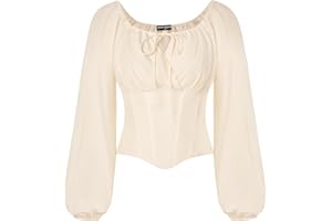 Scarlet Darkness Corset Tops for Women Elastic Neckline Renaissance Shirt Peasant Blouse