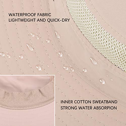 Jane Shine Outdoor Sun Hat Quick-Dry Breathable Mesh Hat Camping Cap Khaki Pink