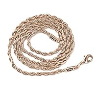 FidgetKute Fashion Mens/Womens Necklace 18k Rose Gold Filled 4mm Rope Chain 20" Link Hot