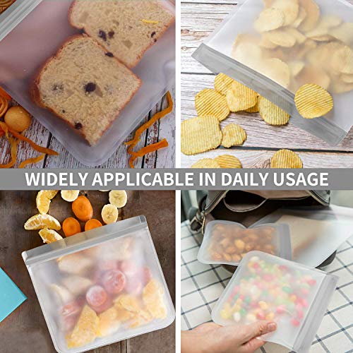 sherry Reusable Food Storage Bags,12 Pack Reusable Ziplock Bags Bread Box Set (6 Reusable Snack Bags 4 Sandwich Bags 2 Reusable Lunch Bags) - Thumbnail 5
