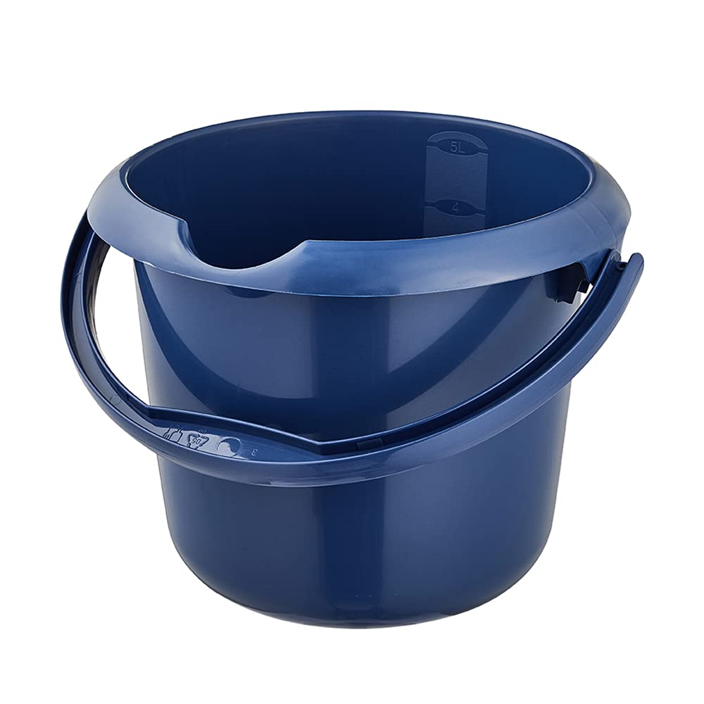 keeeper Bucket with Integrated Measuring Scale and Ergonomic Handle, 5 litres, Mika Eco Line, Blue