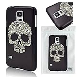 Seedan Flower Skull Painted PC Hard Case for Samsung Galaxy S5 i9600 Protective Back Black Cover Skin