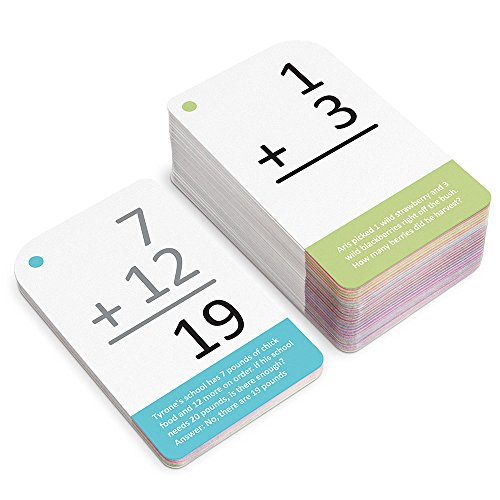 Self-Checking Addition Flashcards with Word Problems, All Facts 0-12 by Pint-Size Scholars