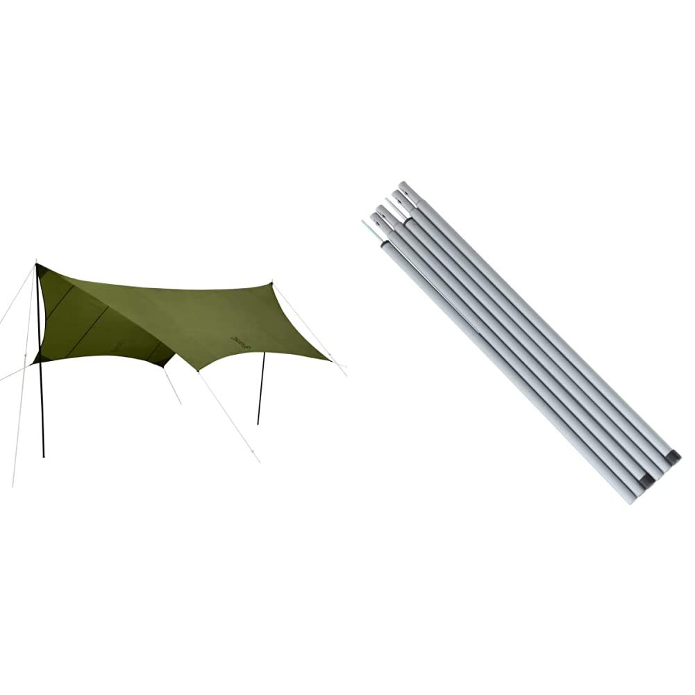 DOD(ディーオーディー) いつかのタープ はじめてでも扱いやすい ベーシックな ヘキサタープ オールインワン 延長テープ 標準付属 UV加工済 TT5-631-KH & テント タープポール 2本セット ペグ&ロープ&収納袋付 XP-01【セット買い】商品画像