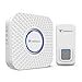 Tenswall Wireless Doorbell Waterproof Door Bell Kit - 1000 Feet Operating, 55 Chimes, 5 Level Volume, LED Indicator, 1 Remote Button & 1 (No Battery Needed) Plug-In AC Receiver (White)