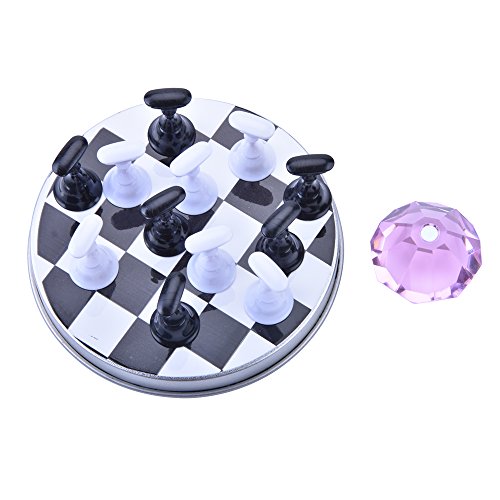 Ycyan 1 Set Nail Tips Practice Display Stand Magnetic Stuck Crystal Holder Chessboard Design for False Nails Tips