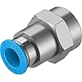 FESTO QSF-3/8-10-B G 3/8 Female, NO Push in 10 MM, Pneumatic, Push in 10 MM, QSF Series, Straight, Threaded-to-Tube Adapter