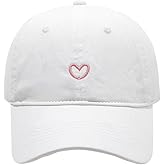 Tefelory Women's Cute Heart Embroidered Baseball Cap Adjustable Vintage Washed Cotton Low Profile Dad Hat