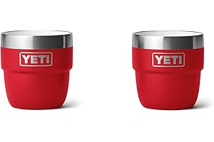 YETI Rambler 4 oz Stackable Cup, Stainless Steel, Vacuum Insulated Espresso/Coffee Cup, 2 Pack, Rescue Red