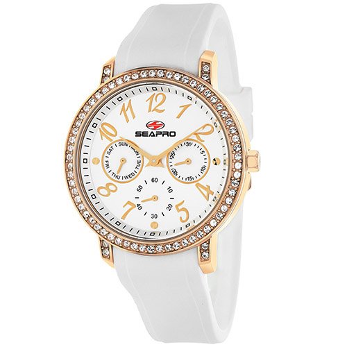 Seapro Women's SP4412 Swell White/Silver Stainless Steel Case with Silicone Strap Watch