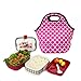 Amerzam Neoprene Lunch Bags/Lunch Boxes, Waterproof Outdoor Travel Picnic Lunch Box Bag Tote with Zipper and Adjustable Crossbody Strap (Rose Red Lunch Bag+Water Bottle Tote)