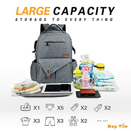 thumbnail image 2 of Hap Tim Baby Diaper Bag Backpack - 25L Large Capacity, Waterproof, Insulated Pockets, Stroller Straps (CA7340-GB) 2 of 10