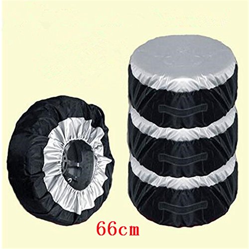 Car Black Sliver 13-19   ,17-22   Automotive Spare Tire Tyre Wheel Cover With Carrying Handles Tote Car Wheel Protector Storage Bag (4PCS Of Pack) (66cm)