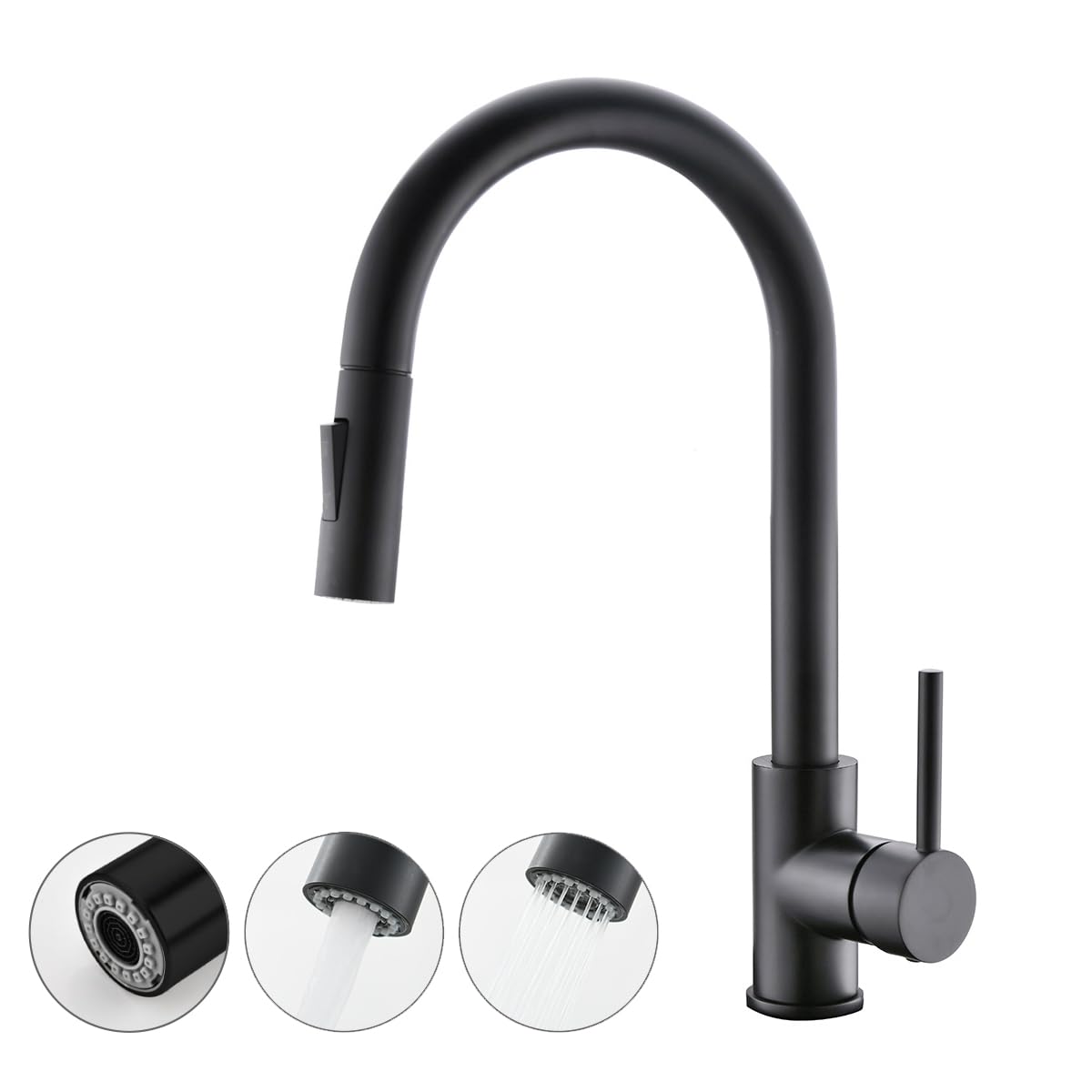 Photo 1 of Havin Black Kitchen Faucet with Pull Down Sprayer, High Arc Stainless Steel Material, with cUPC Ceramic Cartridge,Without Deck Plate,Fit for 1 Kitchen or Laundry or Bar Sink Faucet,Matte Black