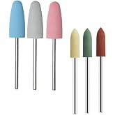 JuxLux 6 Pack Rubber Polishing Bits Set with 3/32'' Shank Mirror Shine Polish Silicone Polishing Buffing Wheel Set for Rotary Tool Kit Silver Gold Jewelry Watch Glass Polish Paste Buffing Compound