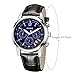 HOWK Business Casual Men's Date Multifunctional Quartz Wrist Watch Blue Dial Black Leather Strap