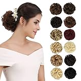 REECHO Women's Thick 2PCS Hair Scrunchies Made of Hair Curly Wavy Updo Hair Bun Extensions Messy Hairpieces