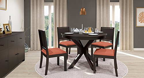 Urban Ladder Liana FNDNMHMOB083001 Four Seater Dining Table Set (Mahogany Finish, Burnt Orange)