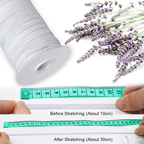 Elastic Bands for Sewing 1/4 inch, 70 Yards TOOVREN Elastic String for Masks, Flat Knit Elastic Cord Heavy Stretch High Elasticity Strap Earloop for DIY Crafts Mask Making Supplies - White
