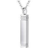 InfuMemo Cremation Jewelry Urn Necklace For Ashes Memorial Bar Cremation Jewelry with Keepsake Urn Memorial Ash For Women Men