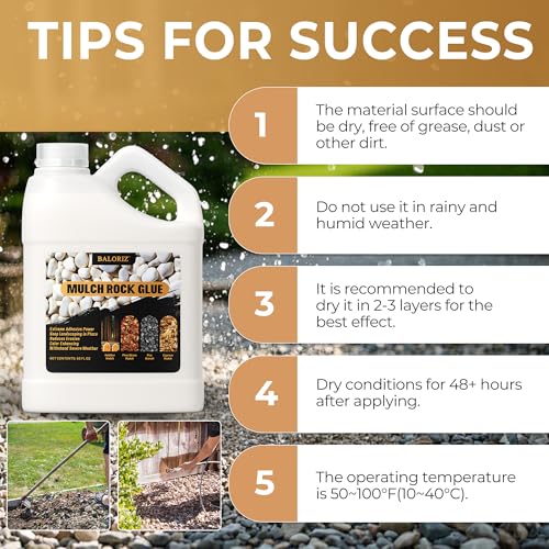 BALORIZ Rock Glue - 68oz Mulch Glue for Landscaping, Pea Gravel & Stones Bark, Strong Stabilizing Gravel Glues with Applicator Non-Toxic, Ready-to-Use for Paths, Patios & Garden Borders