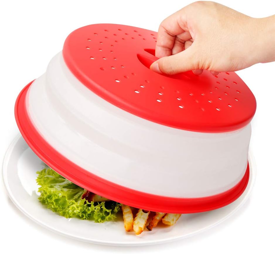 Microwave Splatter Cover for Food，Vented Collapsible Plate