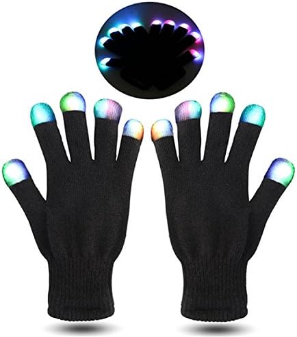 LED Gloves Flashing Fingertip Light Gloves with 6 Light Flashing Modes for Clubbing, Rave, Birthday, Edm, Disco, and Dubstep Party