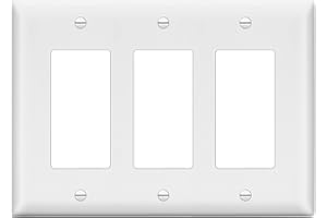 LIDER Matte Finish Triple Decorator Switch Cover, Three Gang Outlet Wall Plate, Mid-Size 3-Gang 4.88" x 6.77", Unbreakable Polycarbonate Thermoplastic, UL Listed, LWP-33M-W, White