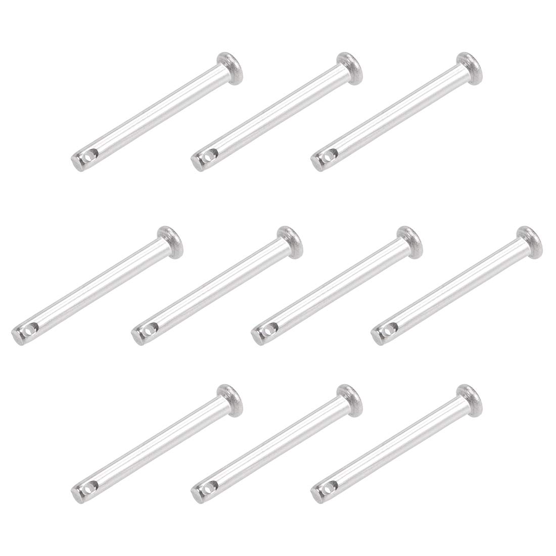 sourcing map Single Hole Clevis Pins - 4mm X 35mm Flat Head 304 Stainless Steel Link Hinge Pin 10Pcs
