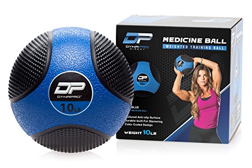 DYNAPRO Medicine Ball | Exercise Ball, Durable Rubber, Consistent Weight Distribution, Comfort Textured Grip for Strength Training (Blue- 10LB)